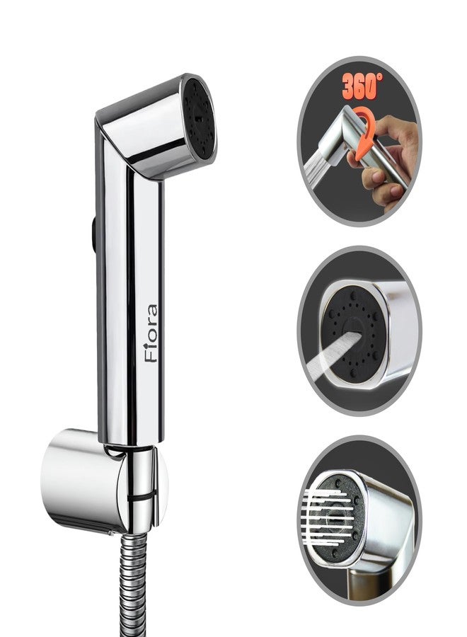 FIORA Rotate 360 Degree Bathroom ABS Health Faucet with SS-304 Grade 1.5 Meter Flexible Hose Pipe and Wall Hook | Health Faucet Set for Bathroom | Water Saving | Dual Mode | Chrome Finish - Image 1